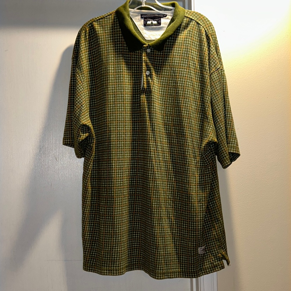 Woods and Gray Men’s Short Sleeve Green and Red Polo Shirt Size 2XL